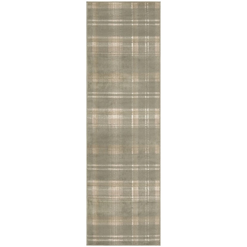 Homeroots 10' Olive Green and Ivory Plaid Runner Rug