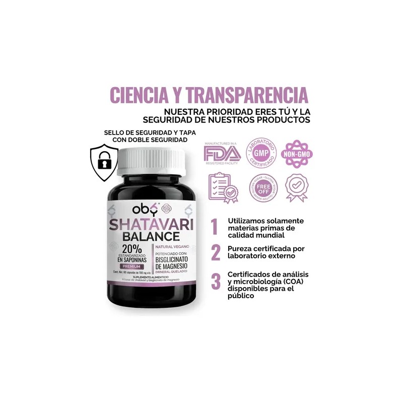 Shatavari 1400 Saponinas Magnesio Bis Glicinato Suplemento Alimenticio Mujer Balance