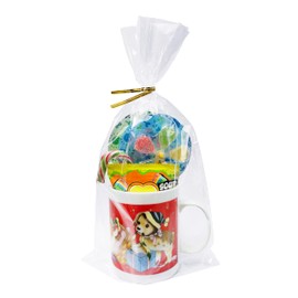 Wowfit 50 CT 7x12 inches Clear Bottom Gusset Cellophane Gift Bags with 6" Gold Twist Ties, Cello Packaging for Party Favors, Baby Showers, and Wedding Gift Wrapping