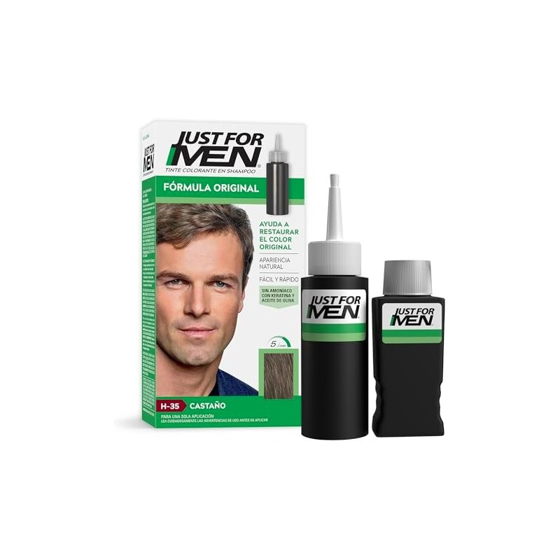 Just For Men Shampoo para Canas, Fórmula Original, Castaño H35,