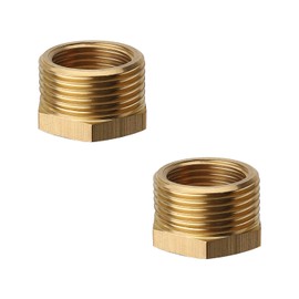 Reduction 3/4 to 1/2, Her Kindness Pack of 2 Brass Reducer Thread Fitting 3/4 Inch Male Thread × 1/2 Inch Female Thread, Reducing Nipple for Industry, Commercial and Household