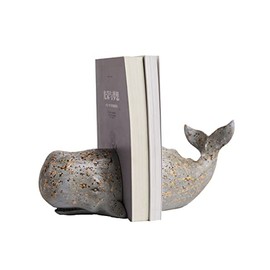 HAUCOZE Soporte de Libros Sujetalibros Ballena Escultura Estatua Marina Decoración Modern Arte Hogar Regalo para Salón Oficina Estantería 24cm