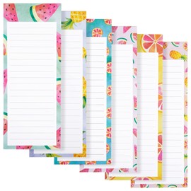 Juvale 6-Pack Magnetic Notepads for Refrigerator - Cute Grocery Shopping List for To-Do Memos, Scratch Pads (6 Fruit Designs, 60 Sheets Each)