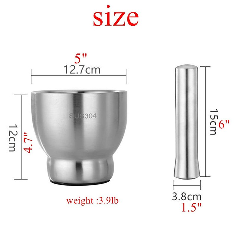 HomDSim Mortar and Pestle Set 5 Inch Large Capacity Stainless