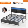 Aheaplus Queen Size Bed Frame with Charging Station & Led