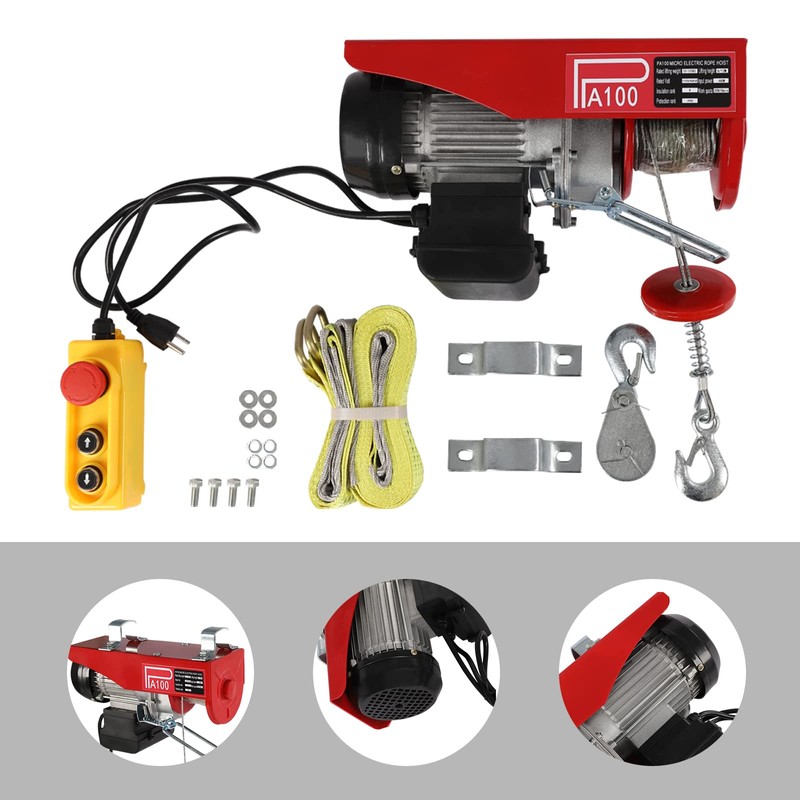 110V/220 lbs Lift Electric Hoist Crane Remote Control Power System,