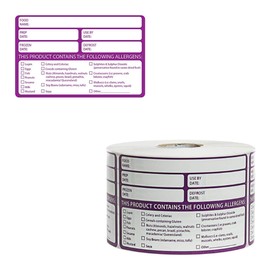 Large Food Allergen Date Info Labels - Removable Food Allergy Labels for Commercial Kitchens and Catering Outlets - Pack of 500