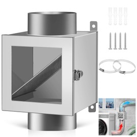 Senshare Metal Dryer Lint Trap, 4-inch Dryer Lint Catcher for Electric Clothes Dryer, Includes 2 Stainless Steel Clamps,Easy Maintenance (Metal)