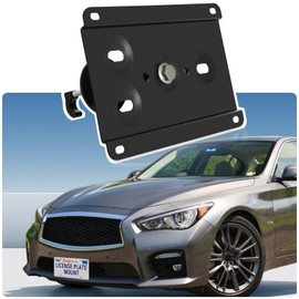 Anti-Theft License Plate Holder Compatible with Infiniti 2016-up Q50, Front Grille License Plate Bracket Mounting Kit, No Drill Bumper Frame