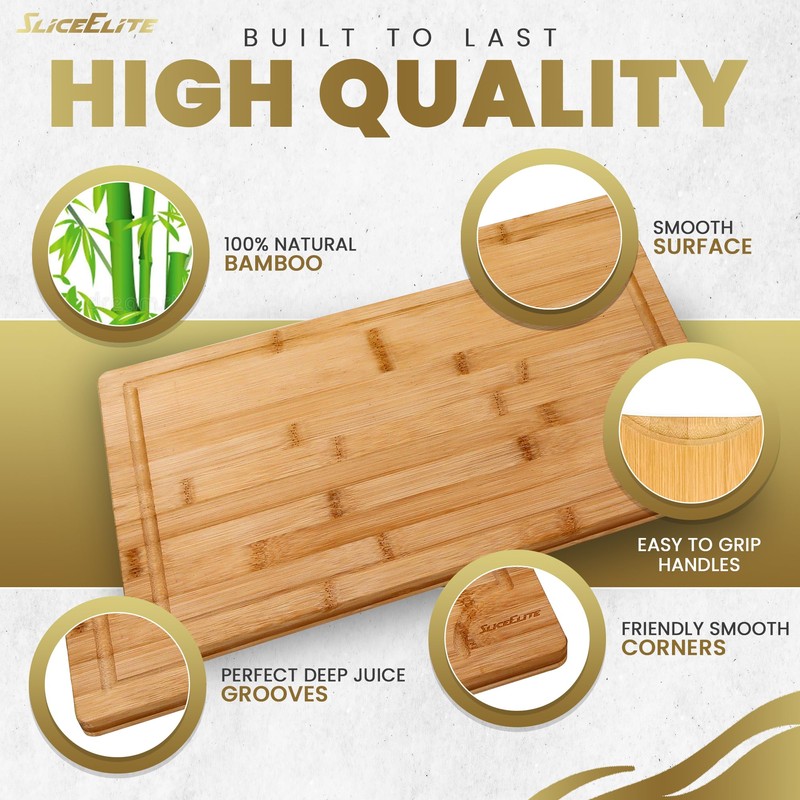 SliceElite 3pc Bamboo Cutting Board Set: Eco-friendly, durable chopping boards
