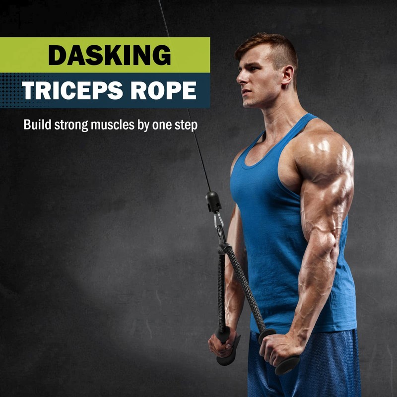 DASKING Ergonomic Triceps Pull Down Rope with Non-Slip Natural Rubber