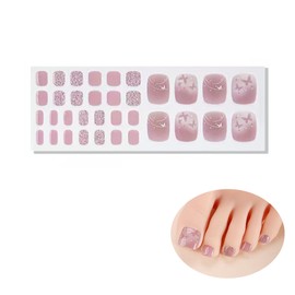 Polawind no-Bake Gel Foot Stickers,Nail Art Pedicure Strips,Nail Stickers 34 Pieces,Girls' Full Nail Stickers Include Nail Stickers,Nail Files,Wooden Sticks,Suitable for Home and Outdoor use.