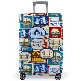 MHJY Suitcase Cover 18-32 Inch - Thickened Elastic Suitcase Protective Cover Made of Polyester, Washable Luggage Cover for Travel, Anti-Scratch Luggage Cove, Blue Stamp