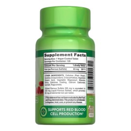 Nature Truth Suplemento Hierro Sulfato Ferroso 65mg 120 Tabletas
