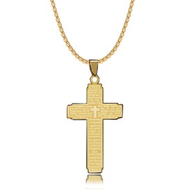 Lucktao Kreuz Kette Herren Gold,Kreuz Kette Silber,Ketten für Herren,Kreuz Kette Herren Silber,Herren Halskette,Schmuck Edelstahl,Kreuz Anhänger mit 60cm Kette,ür Herren Jungs Kinder (Gold)