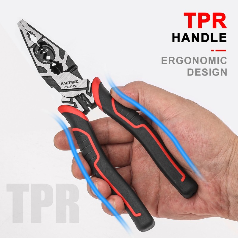 HAUTMEC 9" Linesman Pliers,High Leverage Combination Pliers 4 in 1