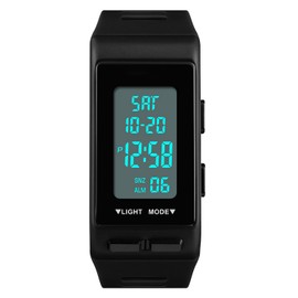 Watches for Men Digital Sports Black Rectangular Watches Waterproof LED Screen Large Face Military Luminous Stopwatch Alarm Clock Outdoor Watch (Black)