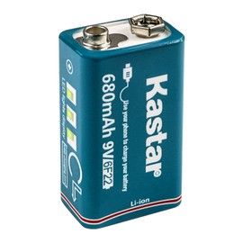 Kastar 6 Pack Micro USB Rechargeable Li-ion Polymer 9V Battery LI9V Works with Toys, Clock, Multimeter, Digital Camera and Game Controller as 6F22