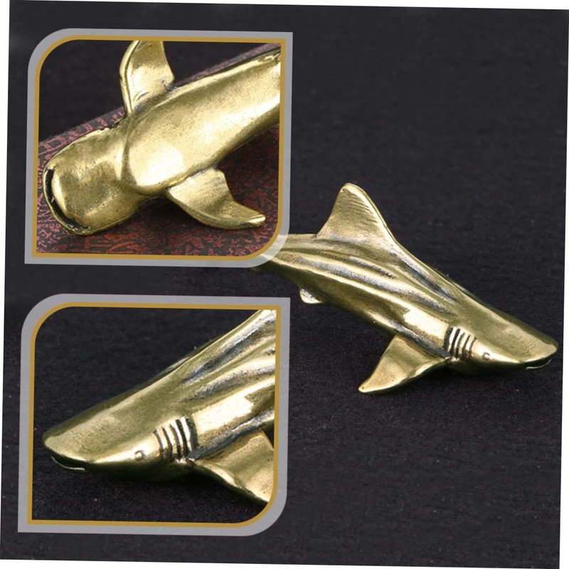 CORHAD Brass Shark Adornment Compact Desktop Decor Sturdy and Sturdy