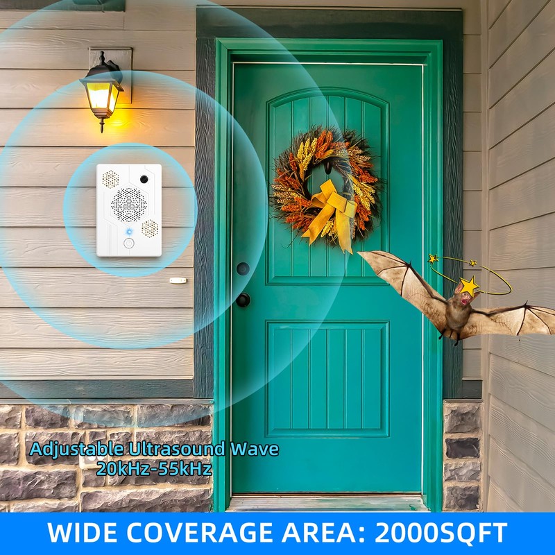 4 Pcs Ultrasonic Bat Repellent for Attic, Rechargeable Bat Deterrent