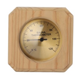 Wooden Sauna Thermometer Squared 0 to 120 Celsius High Accuracy Wall Mounted Sauna Temperature Gauge for Family Indoor
