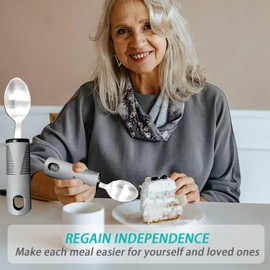 LMSHOWOWO Extra Wide Handles Easy Grip Cutlery Set, Grey Comfort Grips Adaptive Eating Drinking Utensils, Disability Aids Ideal Dining Aid, for Adults Elderly Arthritis Parkinson Tremors Sufferers