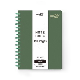 RETTACY Spiral Notebook - A6 Small College Ruled Notebook with 160 Pages, Pocket Notebook for Work, School, Writing, 100 GSM Premium Acid-Free Paper, Twin-Wire Binding, 4.5" × 5.7" (Dark Green)