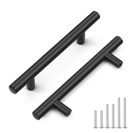 Probrico 30 Pack Matte Black Kitchen Cabinet Handles,Hole Centers (102mm) 4inch Kitchen Cabinet Pulls,Stainless Steel Black Dresser Drawer Pull Handles 6.37inch Length
