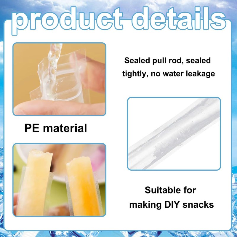 200 Pcs Ice Packs and 1 Funnel, DIY Mold with