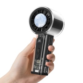 Portable Handle Fan with Air Turbo,6800mAh Battery Rechargeable Speed(1-100) Adjustable Turbo Mechanized Structure, Personal Fan with LED Display, Perfect for Indoor/Gift/Outdoor (Black)