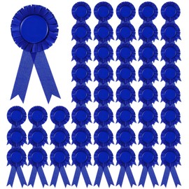 COMNICO 50pcs Blank Award Ribbon Rosette Set, Satin Rosette Participation Honorable Badge Prize Ribbon Winner Victory Recognition Ribbon Award Medal for Classroom Prize Sport Event Talent Show