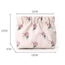 bolukets Small Makeup Bag Travel Toiletry Bag For Women Girls 13x5x13CM, Portable Cute Printed Storage Bag Aesthetic Organizer Pouch for Lipstick Cosmetic Keychain Small Items(Green Leaf Peach)
