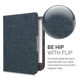 kwmobile Case Compatible with Pocketbook InkPad 3/3 Pro/Color/Vivlio InkPad 3 - Fabric eReader Protective Cover Case - Blue