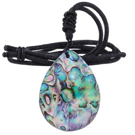 Nupuyai Natural Abalone Shell Necklace for Women, Colourful Abalone Jewellery Pendant with Adjustable Cord 18 - 25 Inches, Nylon abalone bowl Nylon, abalone shell shell