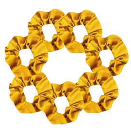 7 Pcs Satin Sleep Hair Scrunchies Pillow Hair Ties Silky School Elastic Hair Bobbles Soft Wrist Scrunchies Ponytail Holders Curly Hair Accessories for Women Girls (Yellow)