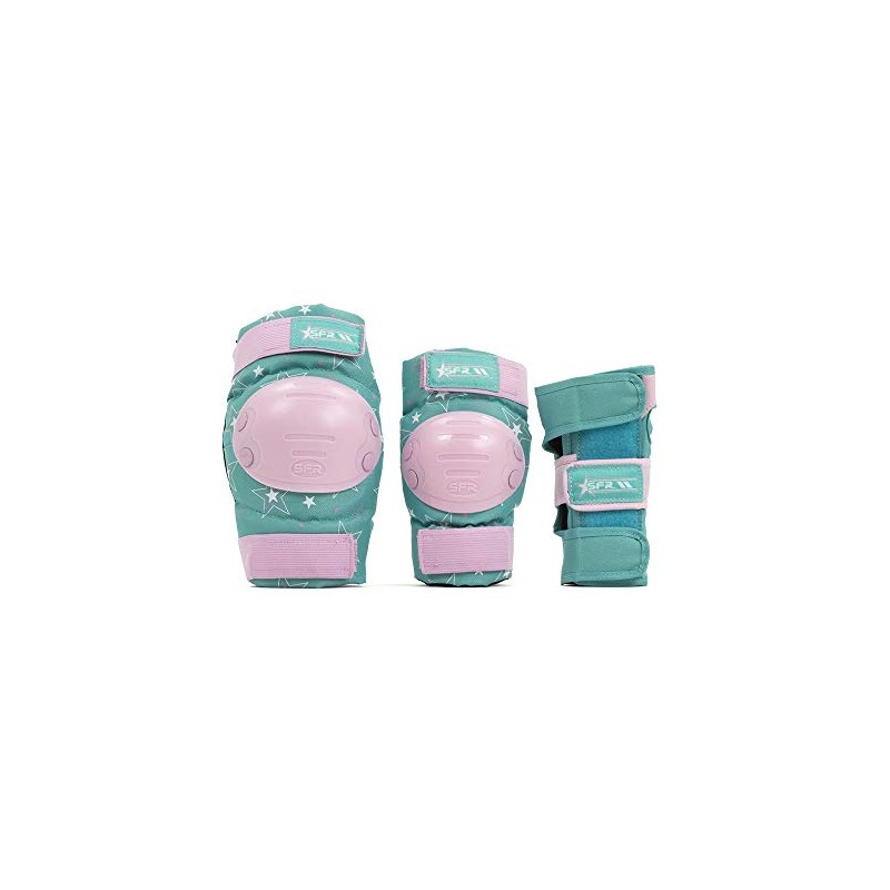 SFR Star Triple Pad Unisex Adult Skateboard Protector Set, Pink/Green,