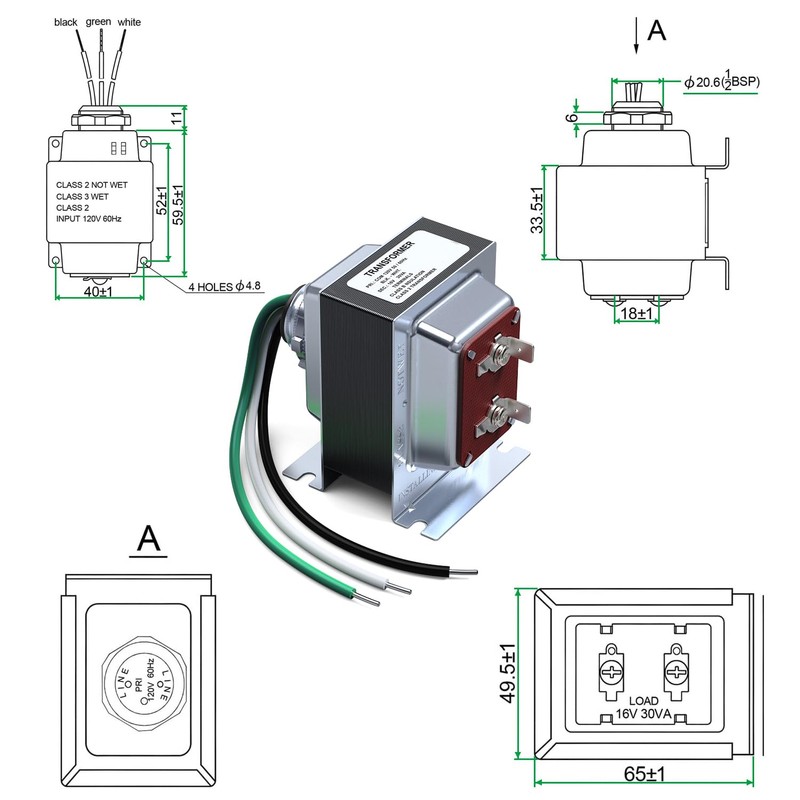 Doorbell Transformer 16V 30VA Compatible with Ring Wired Video Doorbell,