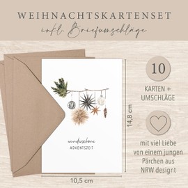 luftundliebe Christmas Cards with Envelope Set (10 Pieces) - A6 Postcard Set for Christmas - Christmas Card - Christmas Cards - Watercolour Set 2