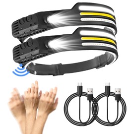 INWOSNEY - Faro LED con sensores de movimiento, luz de banda ancha de 230°, 10 modos de iluminación, luz de tres colores, luz COB XPE ligera e impermeable (2 unidades)