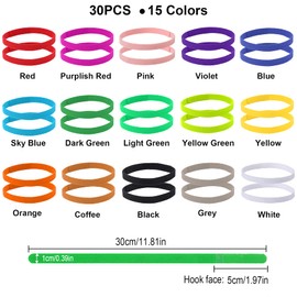 30 Pcs Puppy Whelping Collars Newborn Pet Collars Double-Sided Soft Adjustable ID Bands Puppy Collars for Litter Newborn Pet Dog Cat 15 Colors（M）