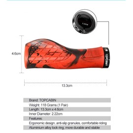 TOPCABIN Bicycles Handlebar Grips, Aluminum Lock-on Ergonomic Bike Grips, Cushion Vibrations Comfort Bike Handlebar Grips, Mountain MTB BMX Bicycles Grips for Scooter (Rubber Camouflage(Red))