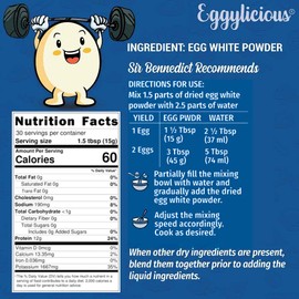 Eggylicious - PACK of 4 - Egg White (Albumin) Powder, Dried Natural Protein Powder, Made from Fresh Eggs, Pasteurized,Non-GMO, No Additives, Used for Baking Icing,1lbs(16oz)