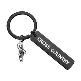 CHOORO Sole Sister Keychain Gift Runner Girl Keychain Gift for Running Buddy Marathon Runner Gift Running Shoe Bag Tag (Cross Country black)