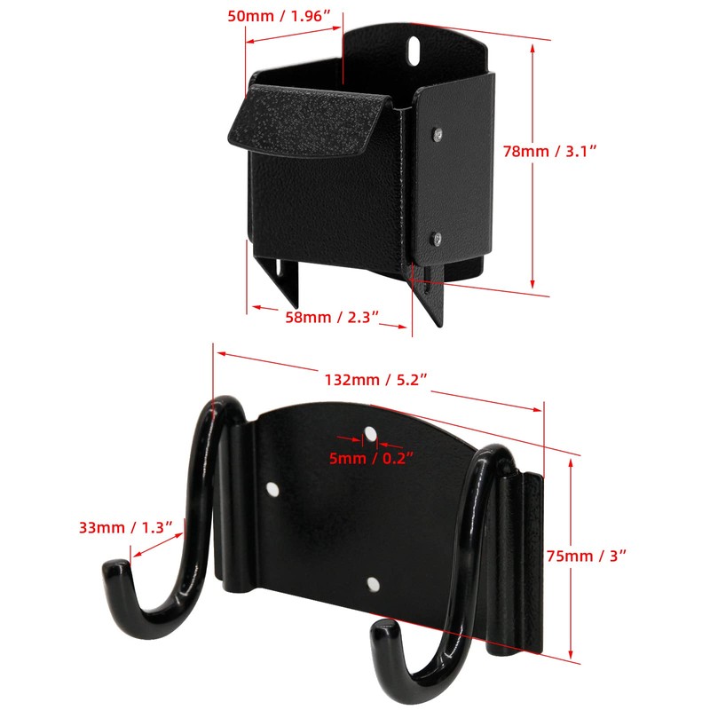 IronDIY Heavy-Duty Wheelbarrow Storage Bracket, Black, Sturdy, 80 lbs Capacity,