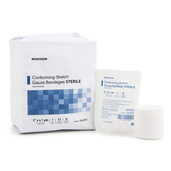 McKesson White Conforming Bandage Sterile 2" x 4-1/10 yd 16-017 12 per Bag
