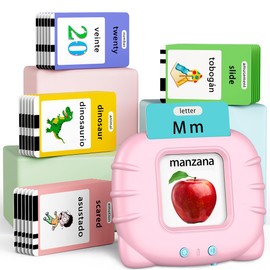 Eaever Bilingual Educational Toys, Spanish English 520 Sight Words Talking-Flash-Cards, Preschool-Learning-Activities, Montessori-Toys, Toddler Toys for 2 3 4 5 6 Year Old Boys and Girls, Pink