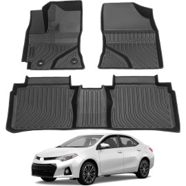 joyjoycart_autos Floor Mats Liners TPE Fit Toyota Corolla Sedan 2014-2019 All-Weather Black Mat