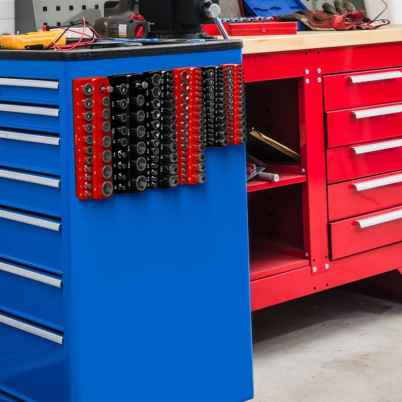 Olsa Tools Magnetic Socket Organizer | 1/4-Inch Drive | SAE