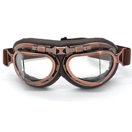 evomosa Vintage Retro Motorcycle Cycling Sports Goggles Glasses Helmet Glasses PC Lens UV Protection Multi-Purpose Protective Glasses Punk Goggles (Clear)