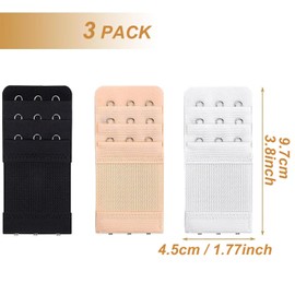 Hantoc 3 Pieces Bra Extender Elastic Bra Extension 3 Hooks Extension Strap for Women Bra Extenders